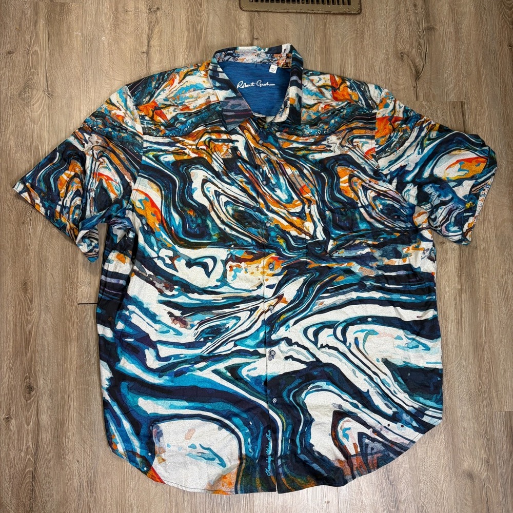 Robert Graham Beachmont Abstract Print Button Up Short Sleeve Men's 3XLT